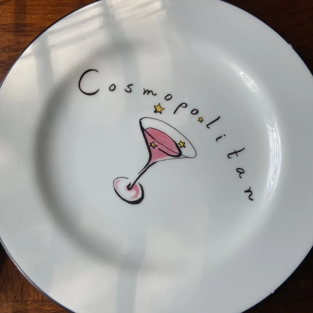 POTTERY BARN SET APPETIZER MARTINI PLATES THEMED